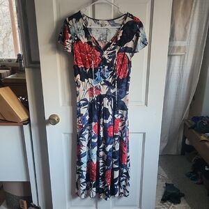 Lucky Brand Floral Midi Dress Xs